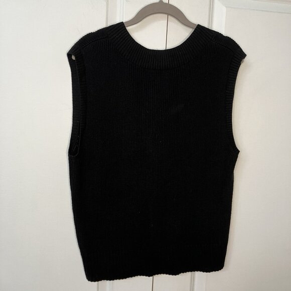 Reitmans Black Sweater Vest Womens S Oversized V-neck Ribbed Academia Preppy - Picture 3 of 8